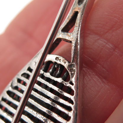 Boma 925 Sterling Silver Vintage Tennis Racket Oxidized Pin Brooch