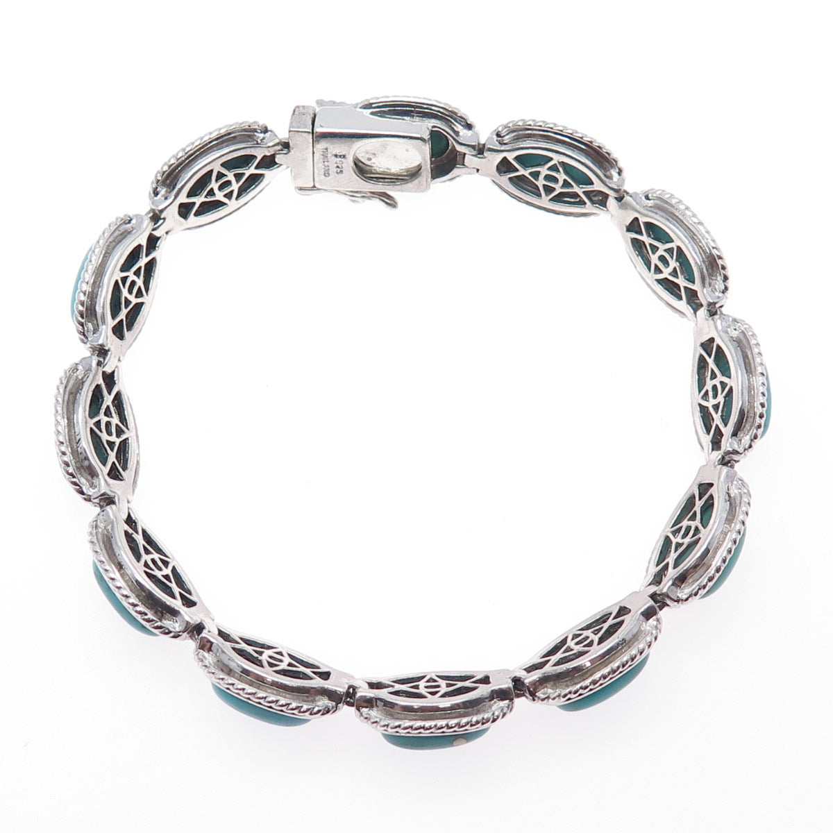 JACKSON HOLE 925 Sterling Silver Vintage Real Tyrone Turquoise Bracelet 8"