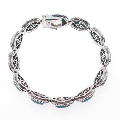 JACKSON HOLE 925 Sterling Silver Vintage Real Tyrone Turquoise Bracelet 8"