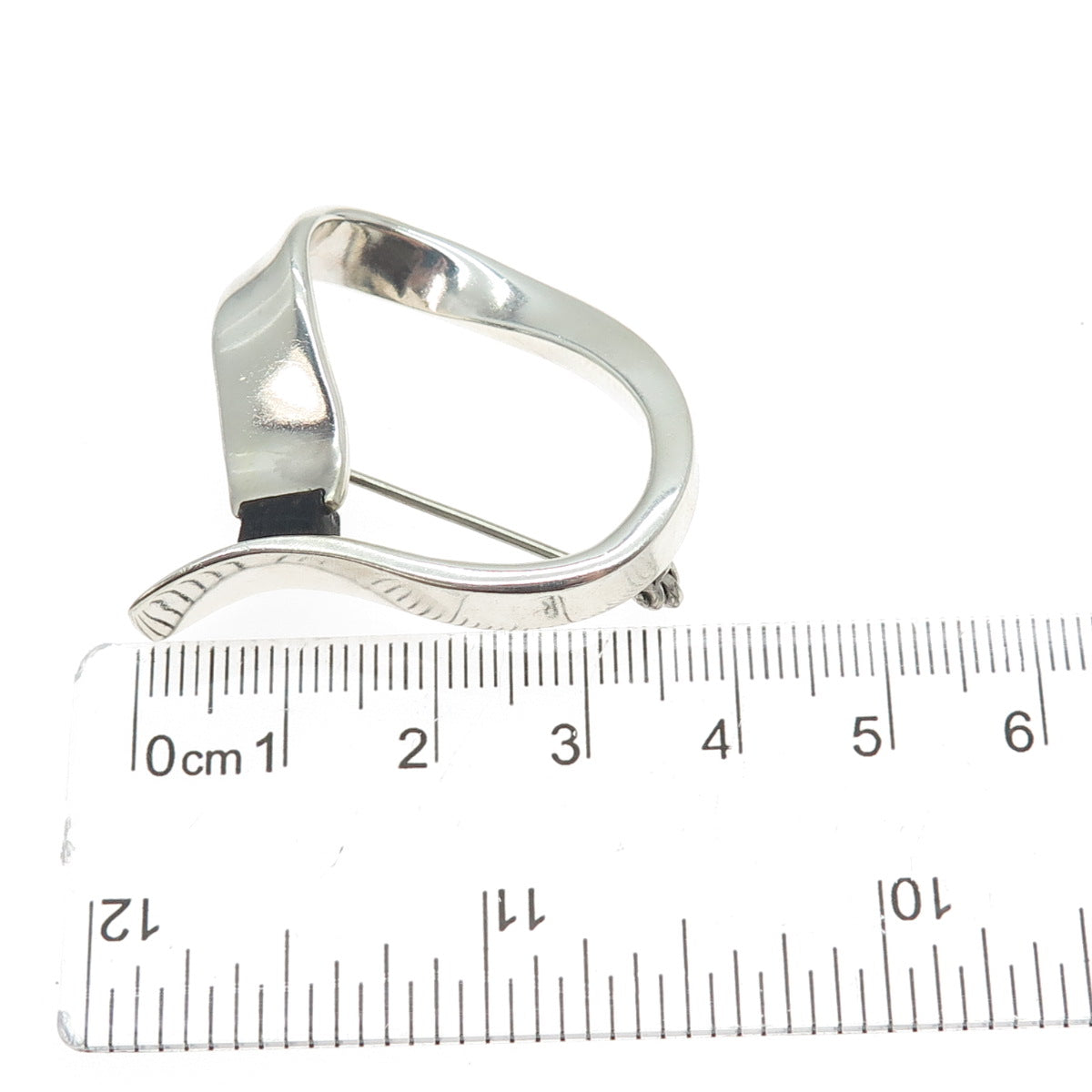 925 Sterling Silver Vintage Modernist Loop Pin Brooch