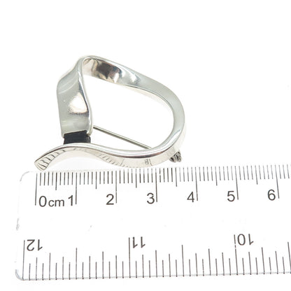 925 Sterling Silver Vintage Modernist Loop Pin Brooch