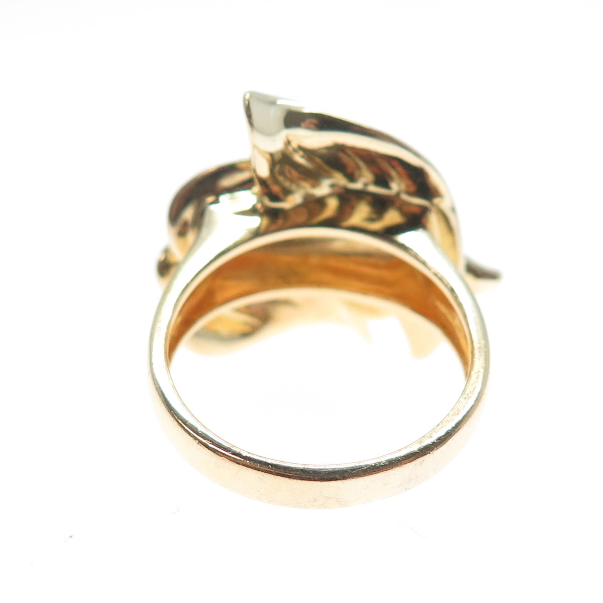 ROSS SIMONS 925 Sterling Silver Gold Plated Modernist Floral Leaf Ring Size 9