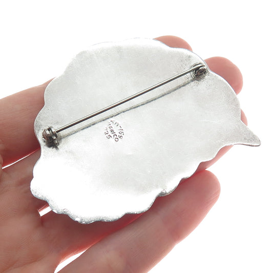 925 Sterling Silver Vintage Mexico Modernist Puffy Seashell Pin Brooch