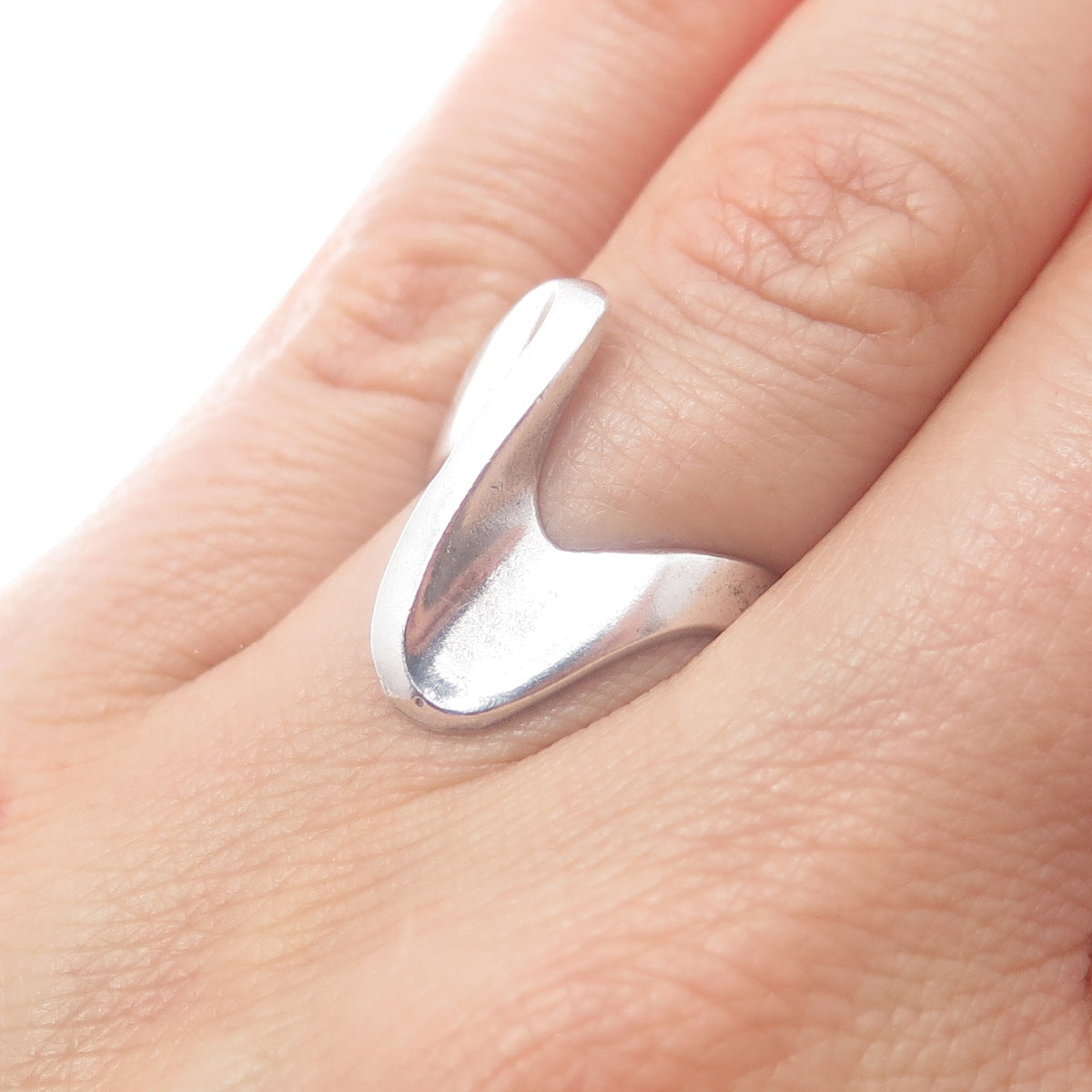 925 Sterling Silver Vintage Italy Modernist Wavy Ring Size 5.75