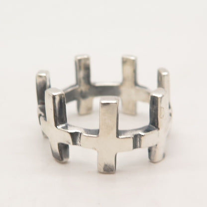 925 Sterling Silver Vintage Cross Band Ring Size 11.5