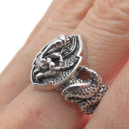 925 Sterling Silver Vintage Jaya Ganesha Elephant Oxidized Ring Size 8.5