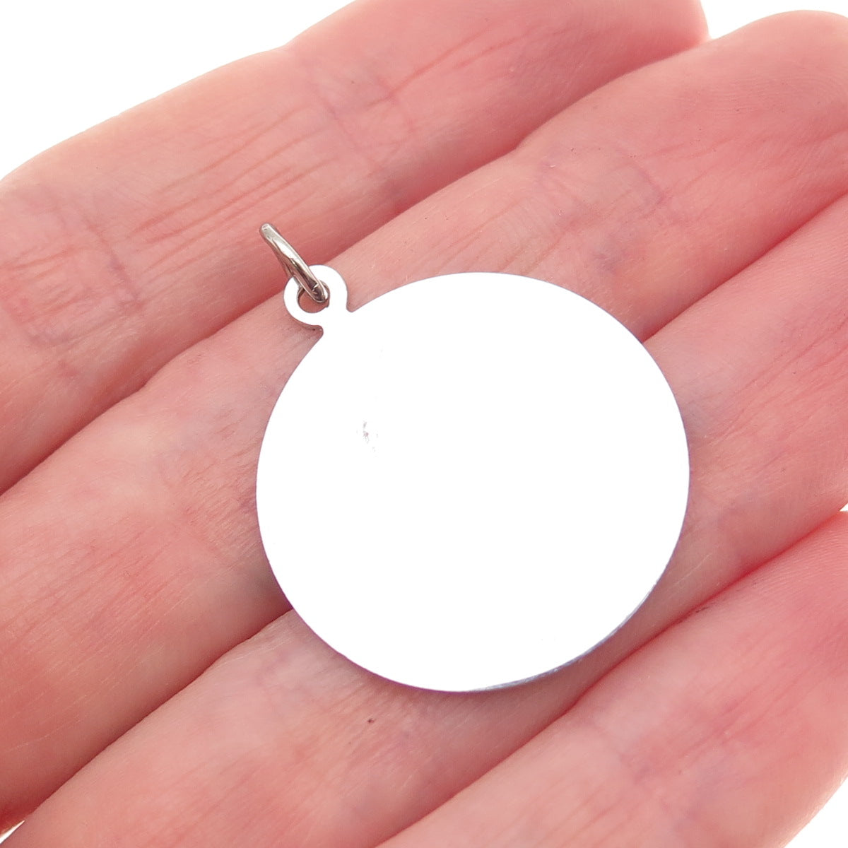 925 Sterling Silver Vintage Happy Birthday Round Tag Charm Pendant
