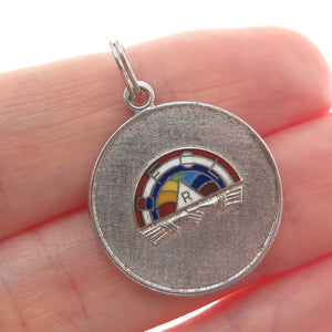 WELLS 925 Sterling Silver Vintage Enamel Masonic Youth Group Charm Pendant