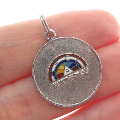 WELLS 925 Sterling Silver Vintage Enamel Masonic Youth Group Charm Pendant