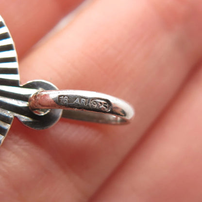 925 Sterling Silver Vintage Modernist Striped Pendant