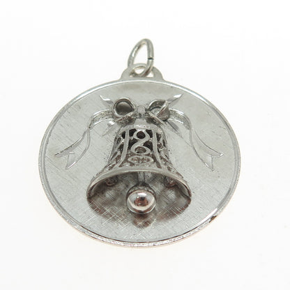B. A. BALLOU & CO. 925 Sterling Silver Vintage Bell Round Pendant
