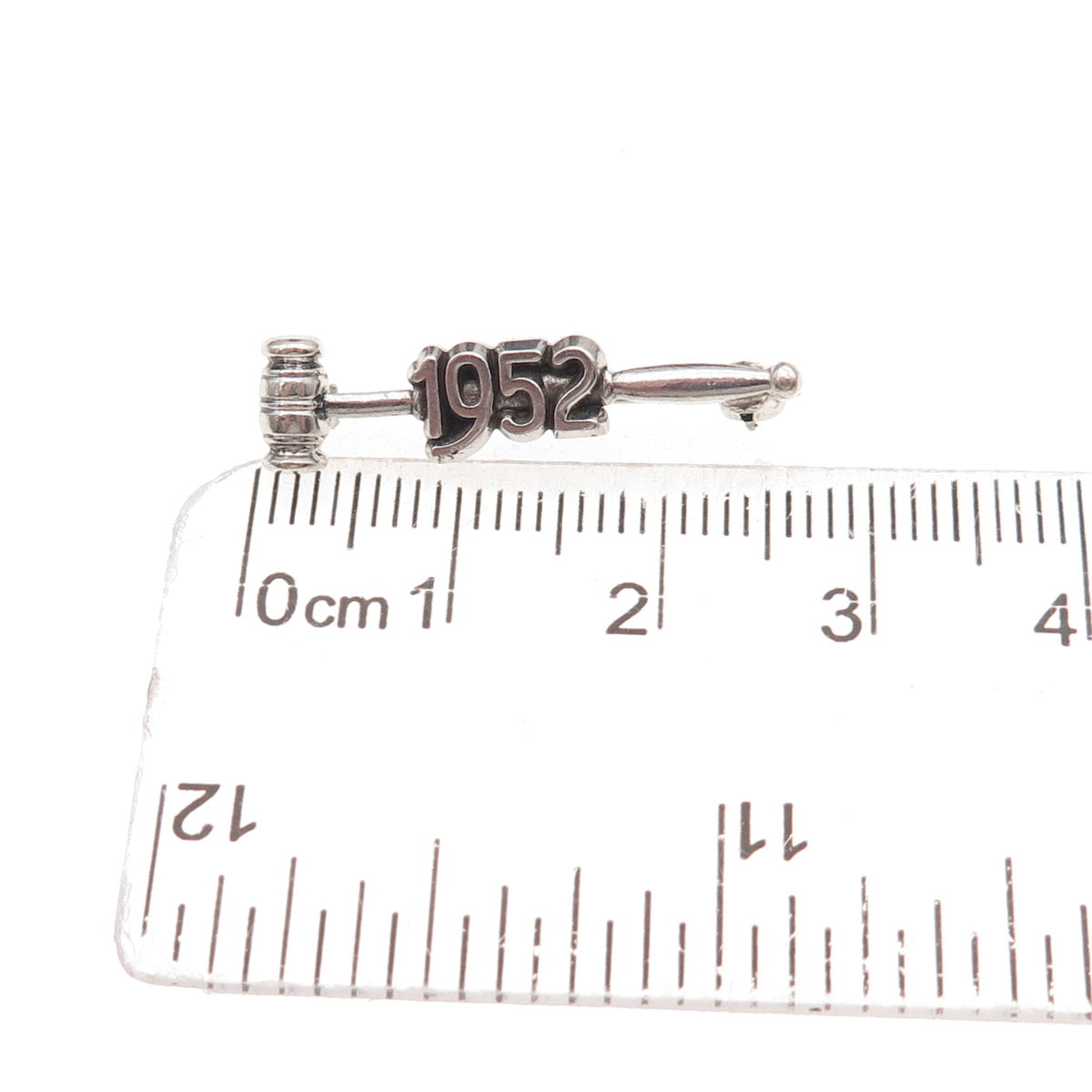 925 Sterling Silver Vintage 1952 Judge Gavel Oxidized Pin Brooch