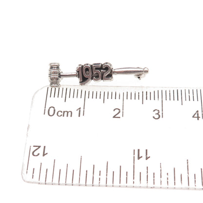 925 Sterling Silver Vintage 1952 Judge Gavel Oxidized Pin Brooch