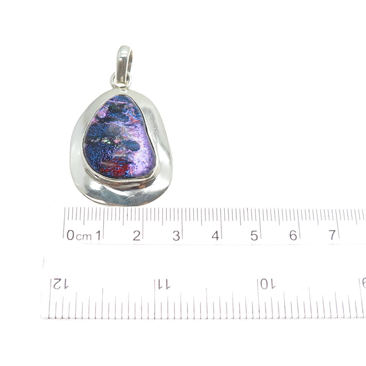 925 Sterling Silver Vintage Dichroic Glass Modernist Charm Pendant