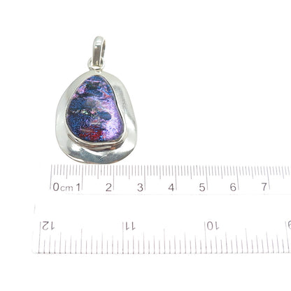 925 Sterling Silver Vintage Dichroic Glass Modernist Charm Pendant