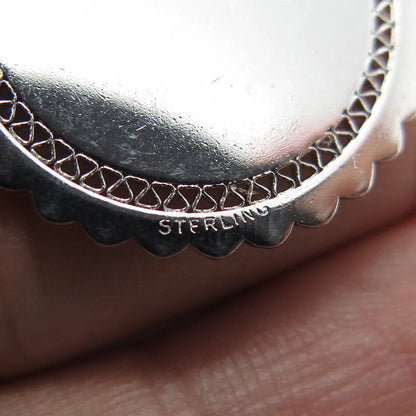 925 Sterling Silver Vintage Engagement Proposal Round Medal Pendant