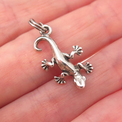 925 Sterling Silver Vintage Lizard Oxidized Charm Pendant