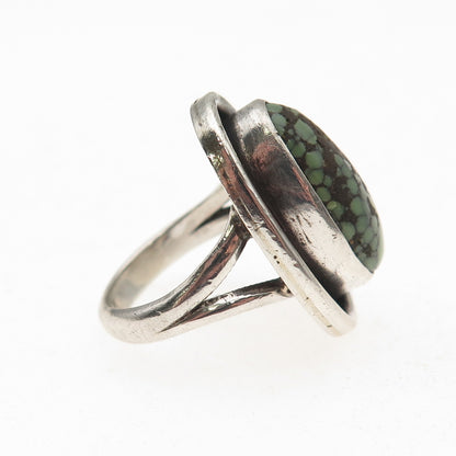 Old Pawn Sterling Silver Vintage Southwestern Peacock Turquoise Ring Size 4.5