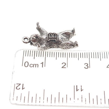 KINNEY 925 Sterling Silver Vintage Chicago Bears Football Team 3D Charm Pendant