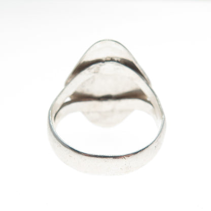 925 Sterling Silver Vintage Real Lapis Lazuli Gem Beaded Oxidized Ring Size 6.5