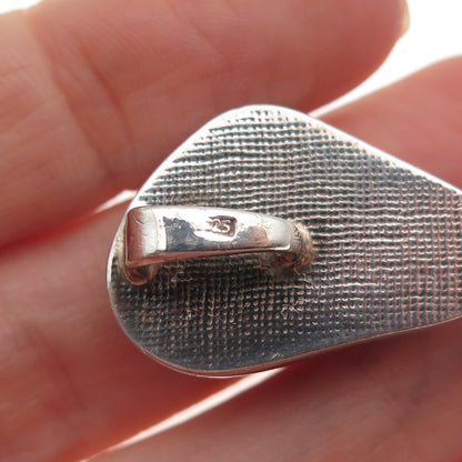 925 Sterling Silver Vintage Real Amber Modernist Slide Pendant