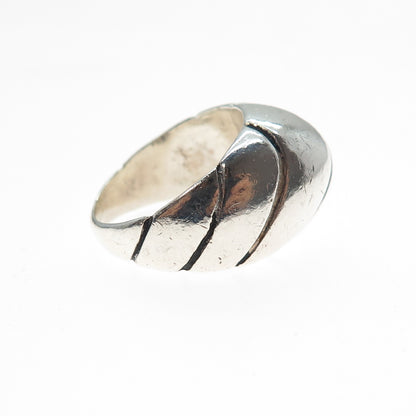 925 Sterling Silver Vintage Modernist Dome Ring Size 5.75