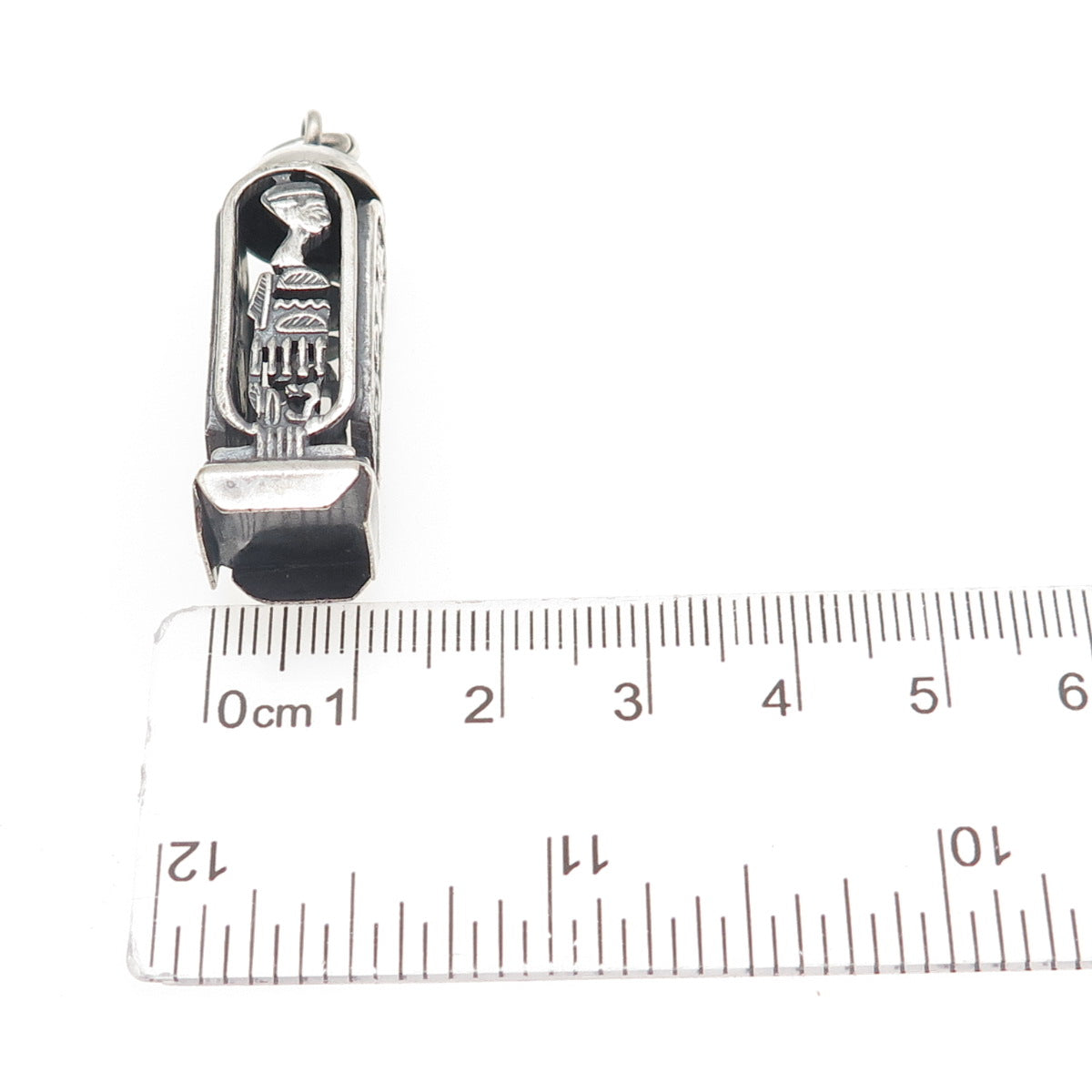 800 Silver Vintage Egyptian Pharaoh Cartouche Oxidized Charm Pendant