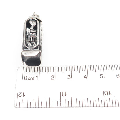 800 Silver Vintage Egyptian Pharaoh Cartouche Oxidized Charm Pendant