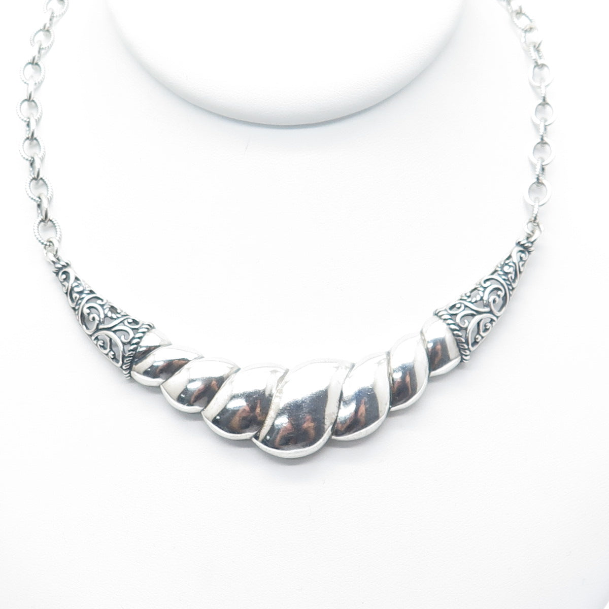 CAROLYN POLLACK 925 Sterling Silver Vintage Twisted Cable Chain Necklace 18-20"