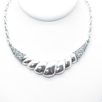 CAROLYN POLLACK 925 Sterling Silver Vintage Twisted Cable Chain Necklace 18-20"