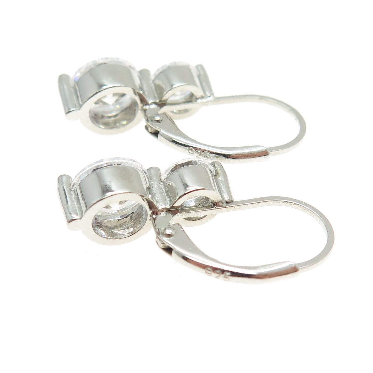 925 Sterling Silver Round-Cut C Z Earrings