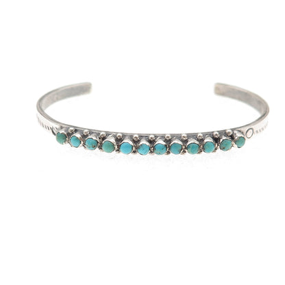 Old Pawn Sterling Silver Vintage Turquoise Snake Eye Adjustable Bracelet 4.25"