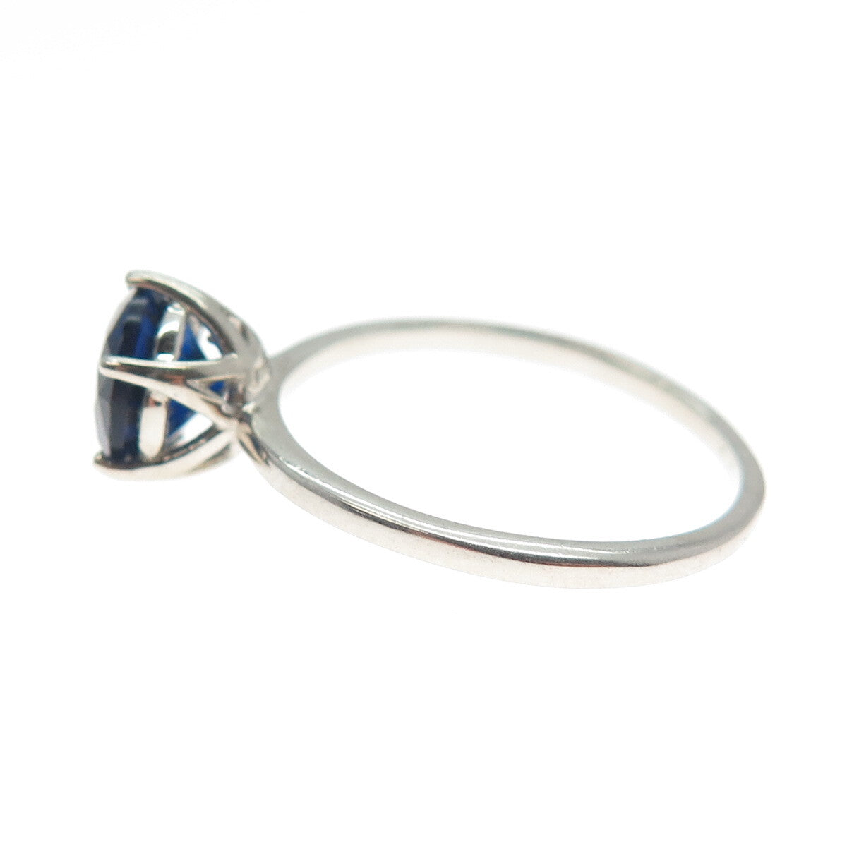 DAZZLERS 925 Sterling Silver Round-Cut Nano Blue Sapphire Ring Size 8