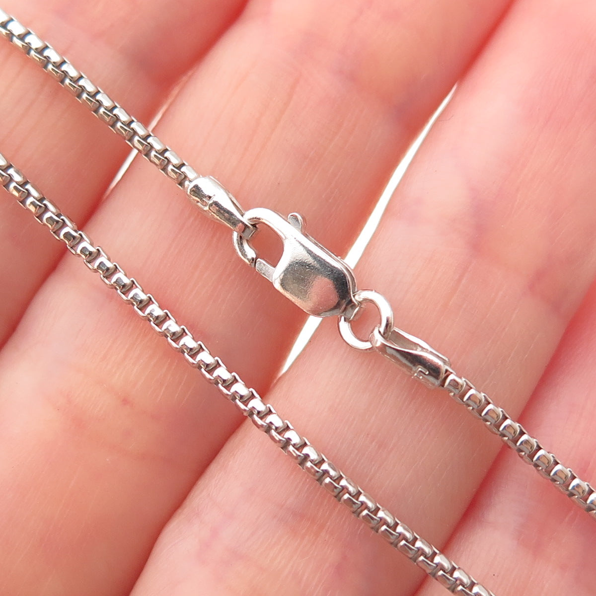 925 Sterling Silver Italy Round Box Chain Necklace 18"