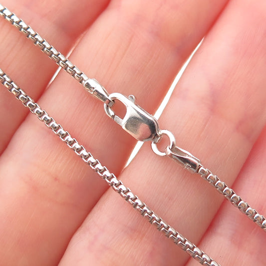 925 Sterling Silver Italy Round Box Chain Necklace 18"