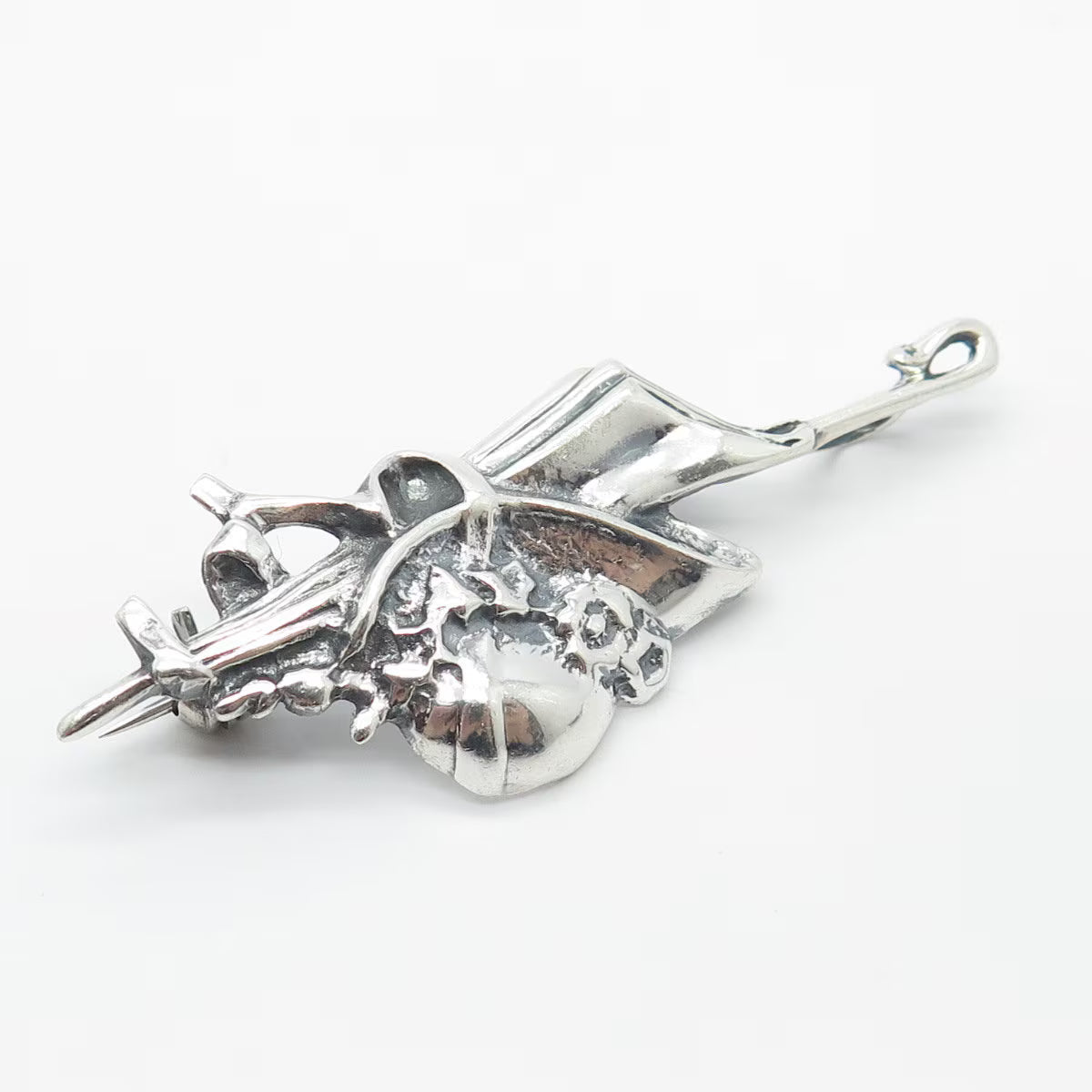 925 Sterling Silver Vintage Mary Poppins Umbrella & Hat Pin Brooch