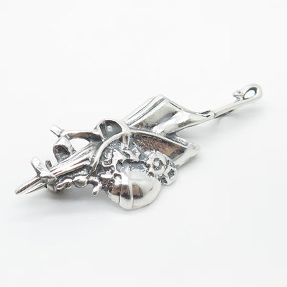 925 Sterling Silver Vintage Mary Poppins Umbrella & Hat Pin Brooch