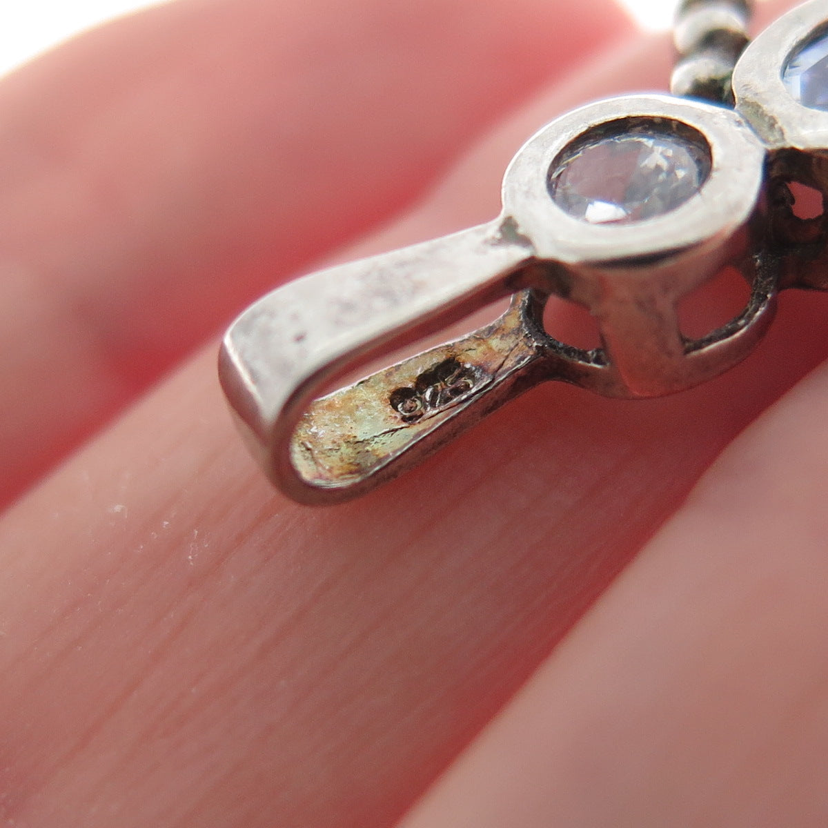 925 Sterling Vintage Purple White CZ February Birthstone Boy Articulated Pendant