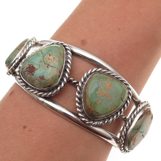 Old Pawn 925 Sterling Silver Vintage Royston Turquoise Adjustable Bracelet 6.75"