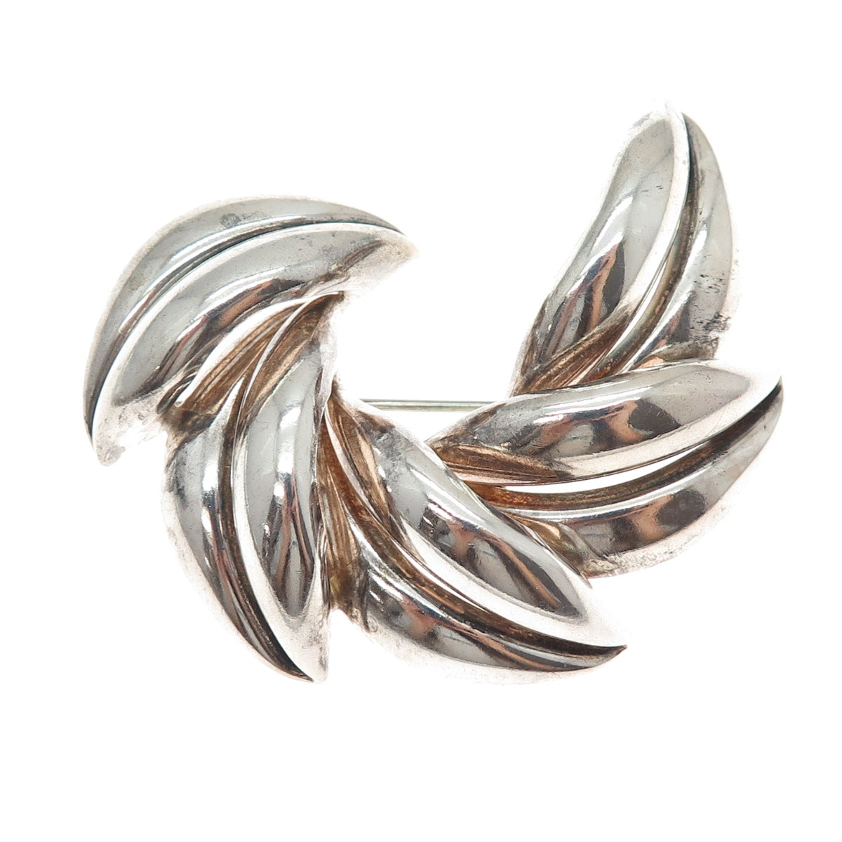 LARTM 925 Sterling Silver Vintage Modernist Floral Oxidized Pin Brooch