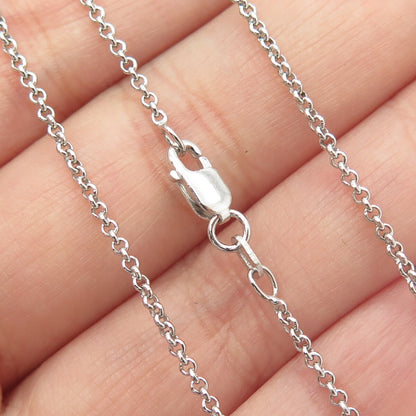925 Sterling Silver Italy Round-Cut C Z Heart Rolo Chain Necklace 18"