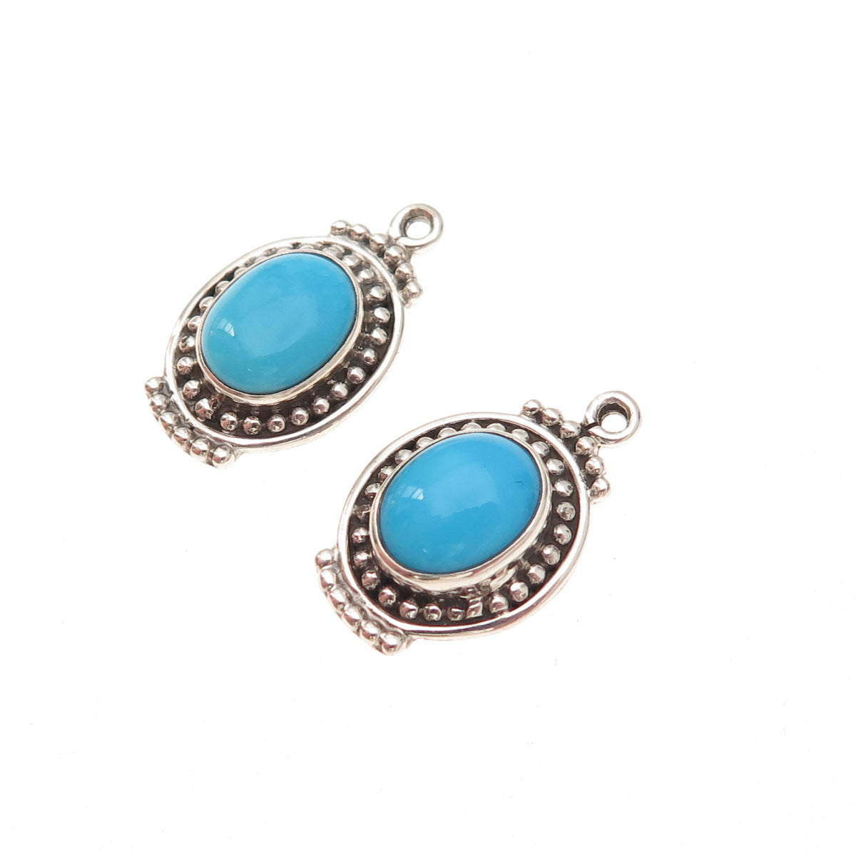 925 Sterling Silver Vintage Real Sleeping Beauty Turquoise Jacket Earrings