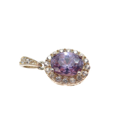 925 Sterling Silver Gold Plated Real Amethyst & White Topaz Minimalist Pendant