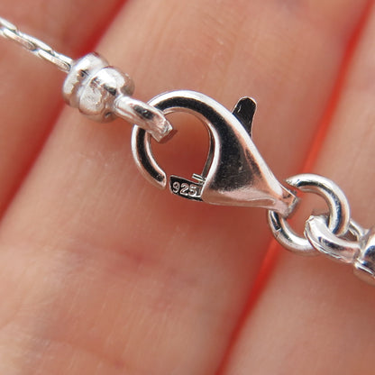 925 Sterling Silver Vintage Ball Beaded Flower Round Box Chain Necklace 18"