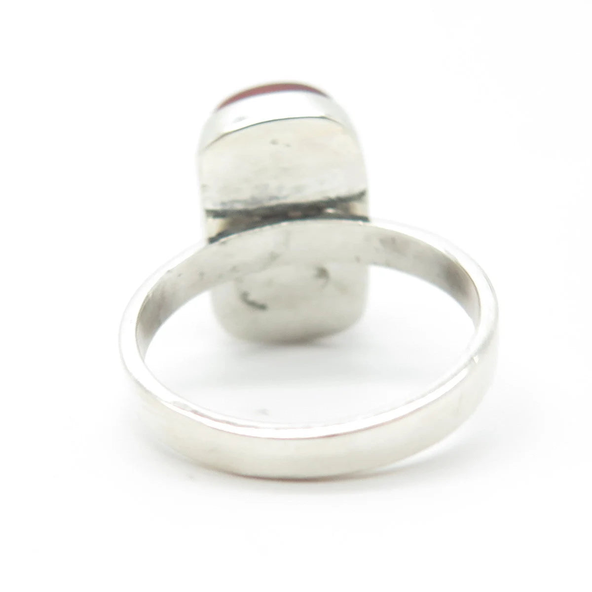 925 Sterling Silver Vintage Real Red Agate Gemstone Ring Size 7.25
