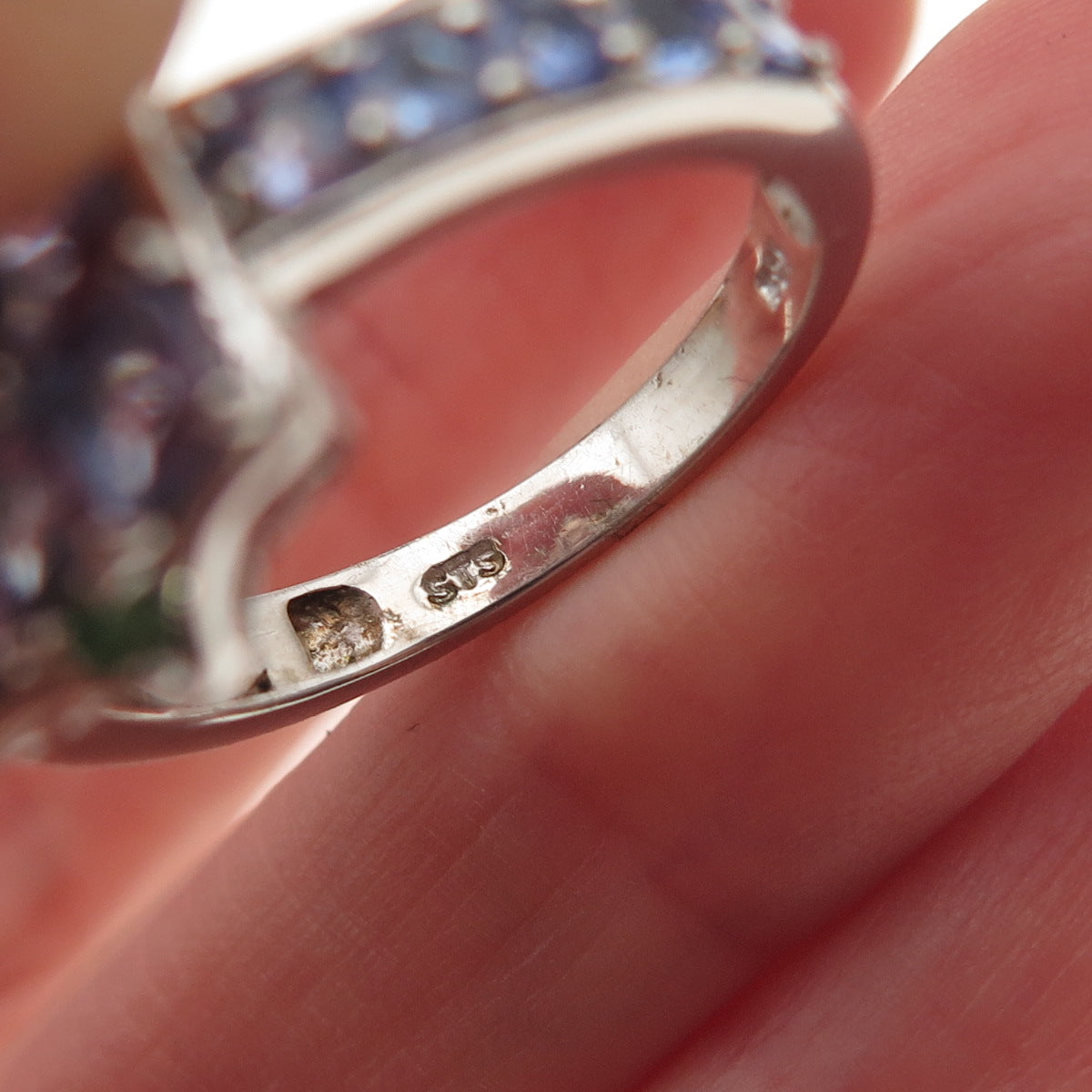 Chuck Clemency 925 Sterling Silver Real Tanzanite & Emerald Ring Size 9.25