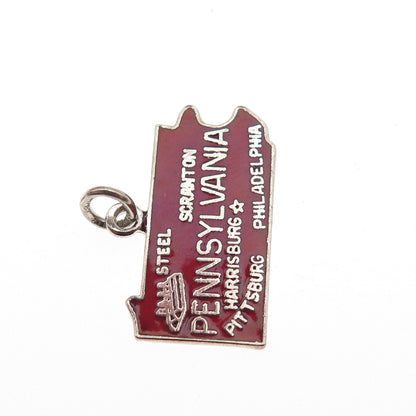 French & Franklin 925 Sterling Silver Vintage Enamel Pennsylvania Mini Pendant