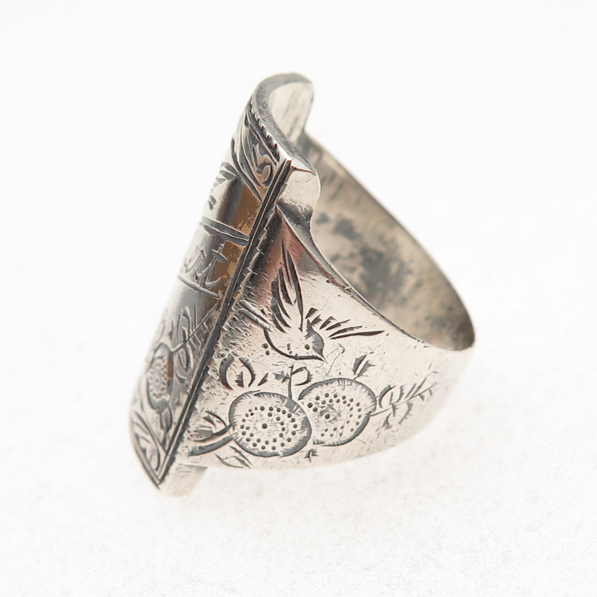 925 Sterling Silver Antique 1947 Korea Engraved Albert Name Ring Size 9