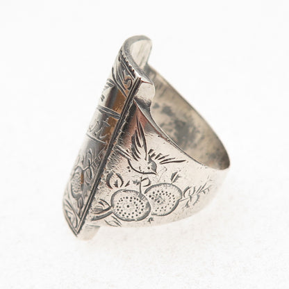 925 Sterling Silver Antique 1947 Korea Engraved Albert Name Ring Size 9