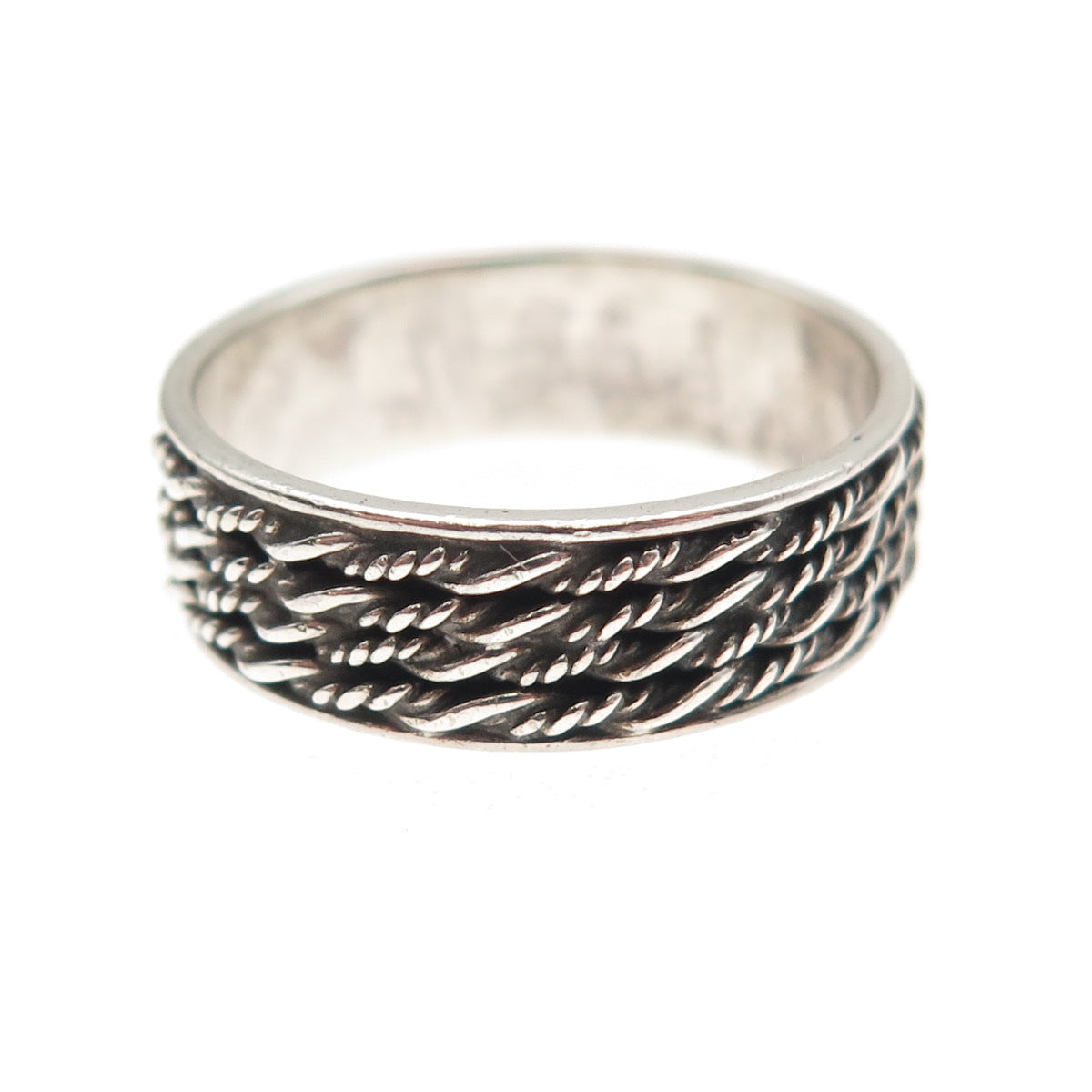 925 Sterling Silver Vintage Twisted Wire Oxidized Band Ring Size 9
